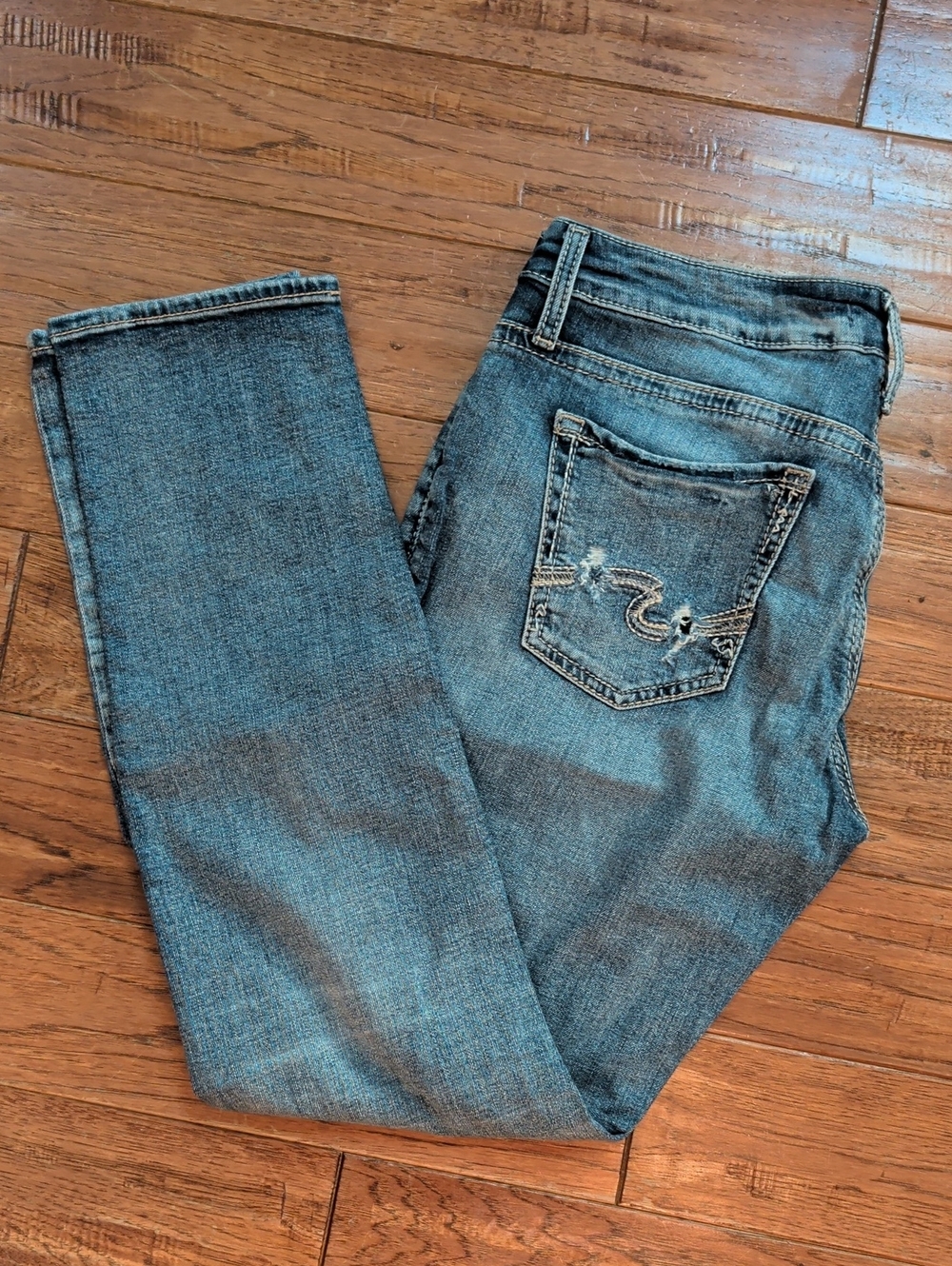 Silver Jeans Co. Boyfriend Women’s Mid Wash Blue Distressed Jeans
